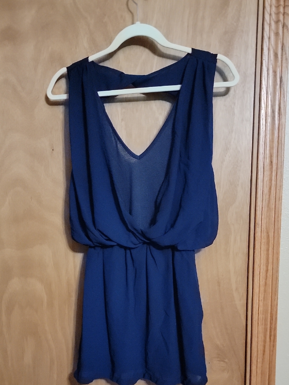 Alythea Navy Blue Sleeveless V-Neck Mini Dress